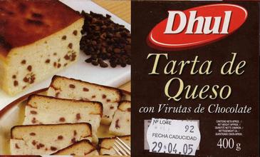 Tarta de queso con virutas de chocolate